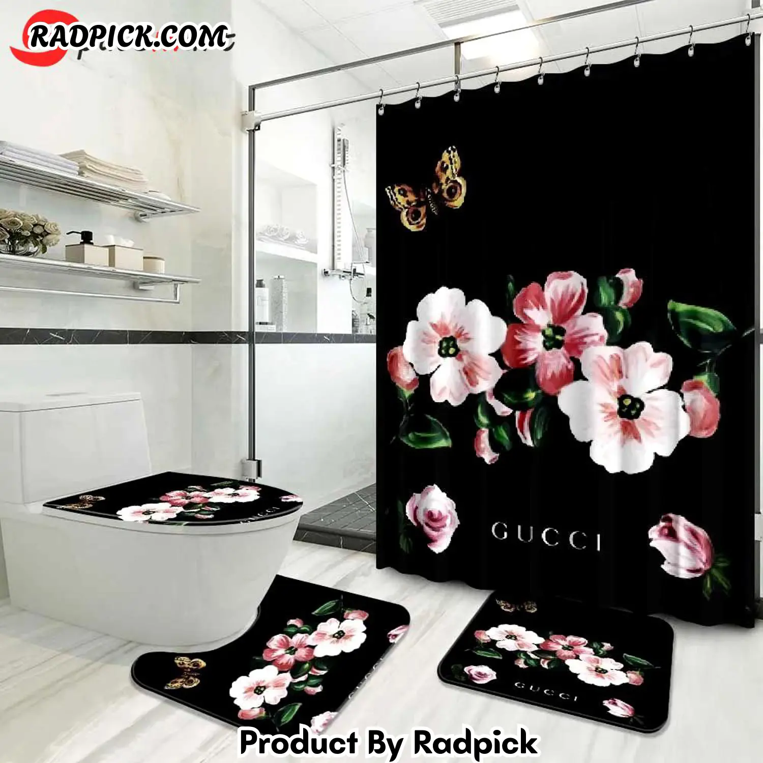 Gucci bathroom set luxury shower curtain waterproof luxury brand with logo gucci 11 155 bathroom set rp387813